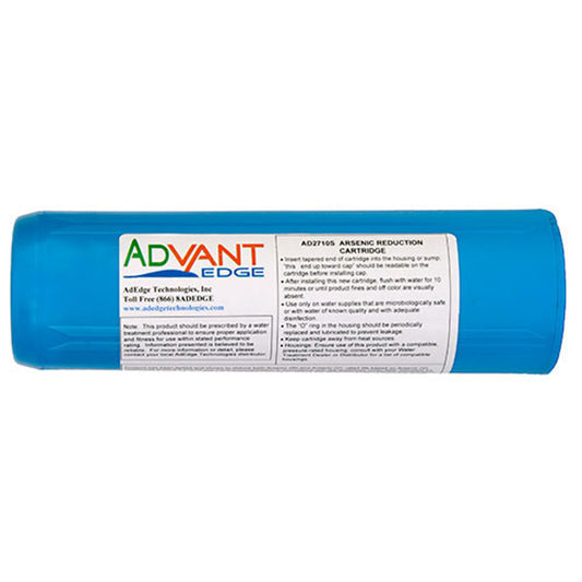 Standard 10" Arsenic Reduction Filter Cartridge - 50 μg/l of arsenic, 0.5 gpm flow, pH 6.5-8. Capacity: 1000-3000 gallons.